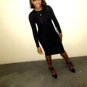 Polyamide Dress with long sleeves (black )